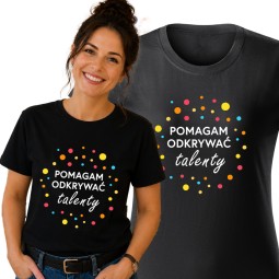 DZIEŃ KROPKI KOSZULKA DAMSKA T-SHIRT CZARNY DLA NAUCZYCIELA DO PRZEDSZKOLA