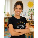 DZIEŃ KROPKI KOSZULKA DAMSKA T-SHIRT CZARNY DLA NAUCZYCIELA DO PRZEDSZKOLA