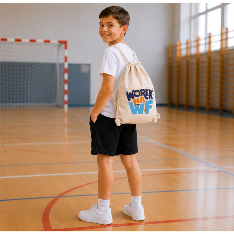 ZESTAW BAWEŁNIANY NA W-F DLA CHŁOPCA KOSZULKA SZORTY WOREK KOMPLET SZKOLNY