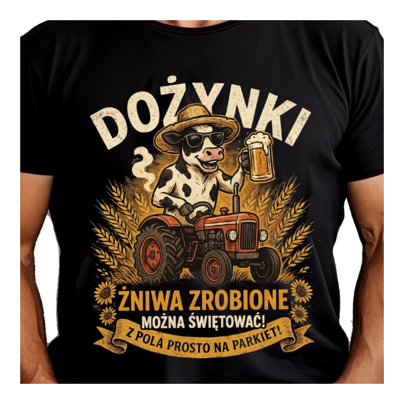 KOSZULKA DOŻYNKOWA MĘSKA Z NADRUKIEM DLA SOŁTYSA ROLNIKA NA DOŻYNKI