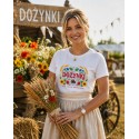 KOSZULKA DAMSKA NA DOŻYNKI Z NADRUKIEM IDEALNA NA ŚWIĘTO PLONÓW BAWEŁNIANA