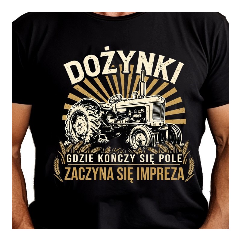 KOSZULKA DOŻYNKOWA MĘSKA Z NADRUKIEM DLA SOŁTYSA ROLNIKA NA DOŻYNKI