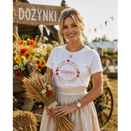 KOSZULKA DLA SOŁTYSKI  Z NADRUKIEM IDEALNA NA DOŻYNKI BIAŁA BAWEŁNIANA
