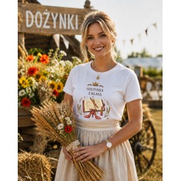 KOSZULKA DLA SOŁTYSKI  Z NADRUKIEM IDEALNA NA DOŻYNKI BIAŁA BAWEŁNIANA