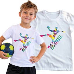 KOSZULKA DZIECIĘCA PIŁKA RĘCZNA HANDBALL BIAŁA BAWEŁNIANA