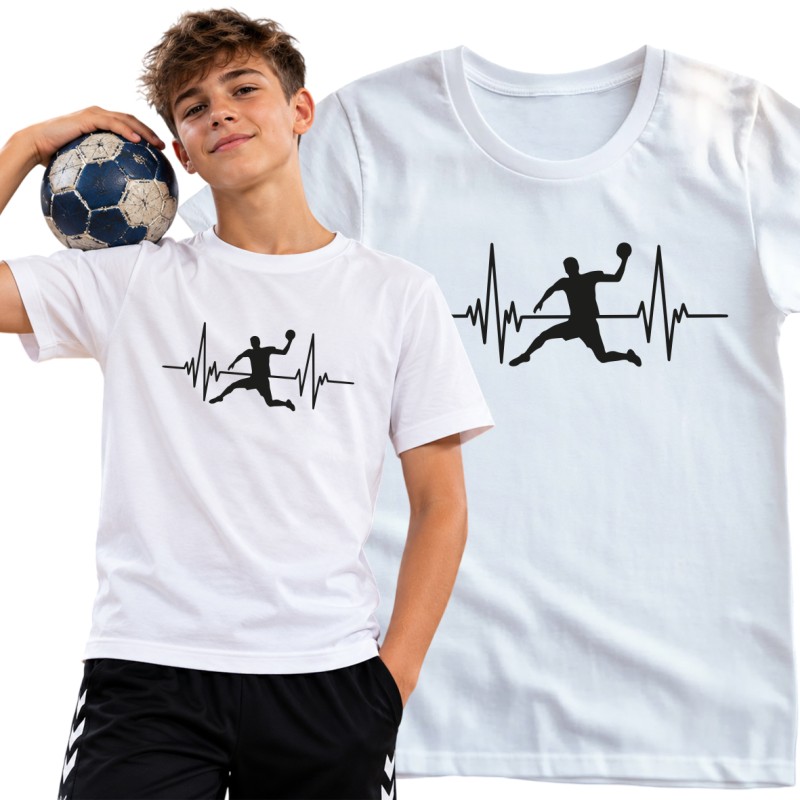 KOSZULKA MĘSKA PIŁKA RĘCZNA HANDBALL BIAŁA BAWEŁNIANA