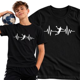 KOSZULKA MĘSKA PIŁKA RĘCZNA HANDBALL CZARNA BAWEŁNIANA