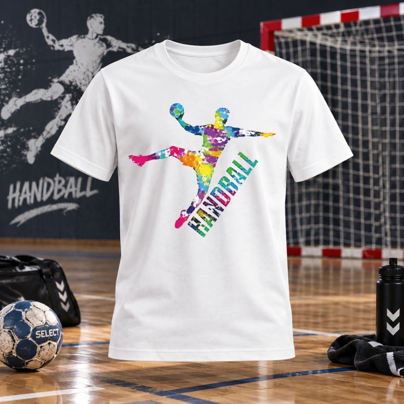KOSZULKA DZIECIĘCA PIŁKA RĘCZNA HANDBALL BIAŁA BAWEŁNIANA