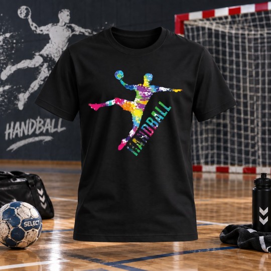 KOSZULKA DZIECIĘCA PIŁKA RĘCZNA HANDBALL CZARNA BAWEŁNIANA
