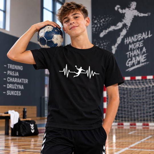KOSZULKA MĘSKA PIŁKA RĘCZNA HANDBALL CZARNA BAWEŁNIANA
