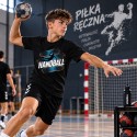 KOSZULKA MĘSKA PIŁKA RĘCZNA Z NAPISEM HANDBALL CZARNA BAWEŁNIANA