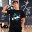 KOSZULKA MĘSKA PIŁKA RĘCZNA Z NAPISEM HANDBALL CZARNA BAWEŁNIANA