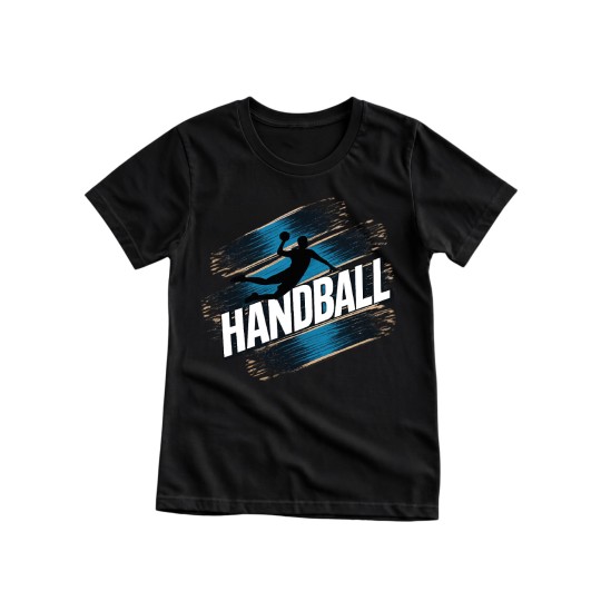 KOSZULKA MĘSKA PIŁKA RĘCZNA Z NAPISEM HANDBALL CZARNA BAWEŁNIANA