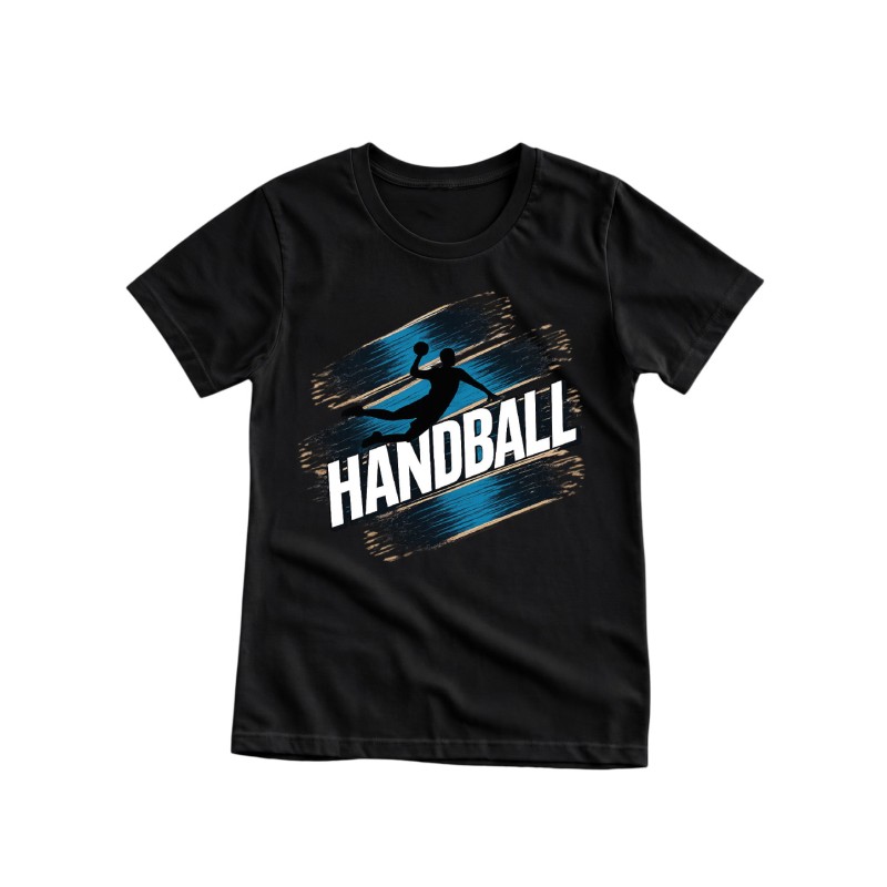 KOSZULKA MĘSKA PIŁKA RĘCZNA Z NAPISEM HANDBALL CZARNA BAWEŁNIANA