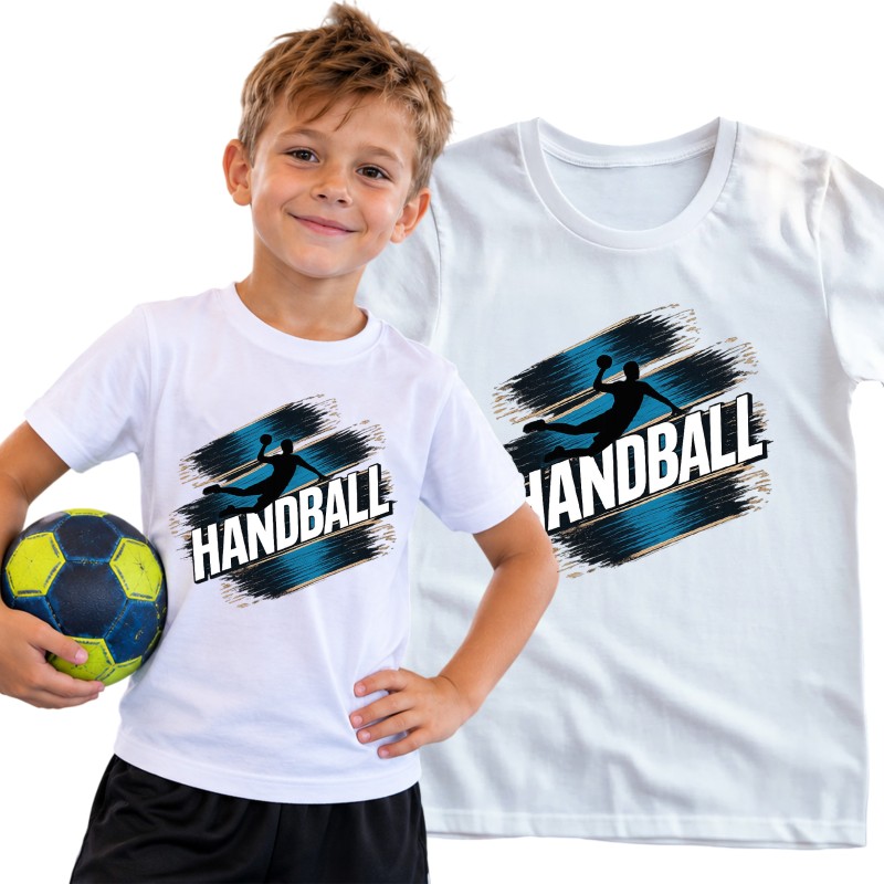 KOSZULKA DZIECIĘCA PIŁKA RĘCZNA HANDBALL BIAŁA BAWEŁNIANA