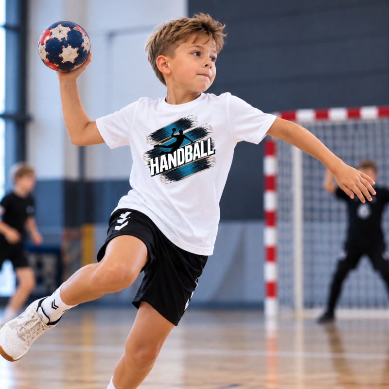 KOSZULKA DZIECIĘCA PIŁKA RĘCZNA HANDBALL BIAŁA BAWEŁNIANA