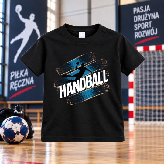 KOSZULKA DZIECIĘCA PIŁKA RĘCZNA HANDBALL CZARNA BAWEŁNIANA