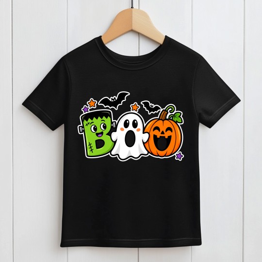 KOSZULKA CZARNA DZIECIĘCA HALLOWEN - BOO