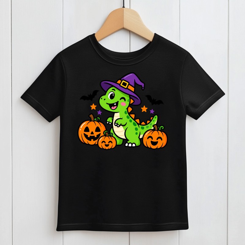 KOSZULKA CZARNA DZIECIĘCA HALLOWEN - DINO