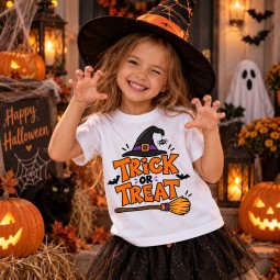 KOSZULKA BIAŁA DZIECIĘCA HALLOWEN - TRICK OR TREAT