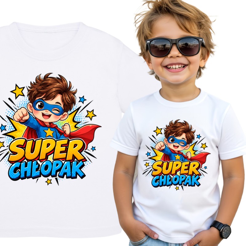 KOSZULKA DZIECIĘCA DZIEŃ CHŁOPAKA TSHIRT SUPER CHŁOPAK PREZENT DLA CHŁOPCA