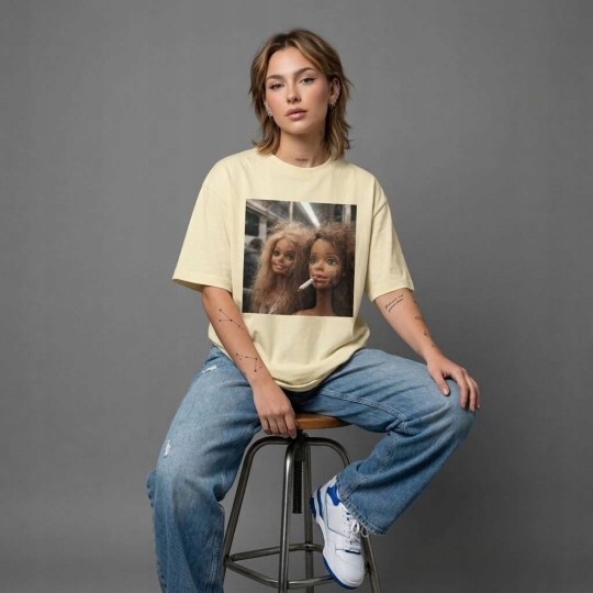 KOSZULKA BUTTERCREAM TSHIRT Z MOTYWEM BARBIE OVERSIZE BAWEŁNA