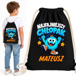 WORKOPLECAK CZARNY Z IMIENIEM - NAJFAJNIEJSZY CHŁOPAK