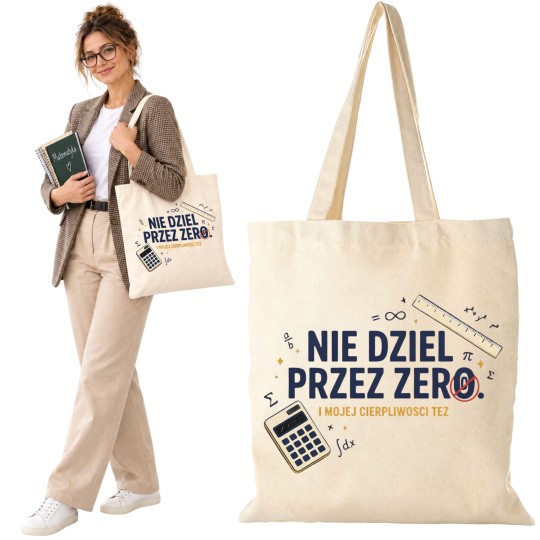PREZENT DZIEŃ NAUCZYCIELA TORBA DLA PANI PANA OD MATEMATYKI BAWEŁNIANA A4