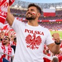KOSZULKA KIBICA POLSKA REPREZENTACJI POLSKI MĘSKA BIAŁA BAWEŁNIANA