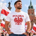 KOSZULKA KIBICA POLSKA REPREZENTACJI POLSKI MĘSKA BIAŁA BAWEŁNIANA