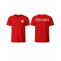KOSZULKA KIBICA POLSKA REPREZENTACJI POLSKI PRZÓD I TYŁ MĘSKA CZERWONA BAWEŁNIANA