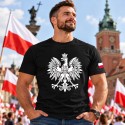 KOSZULKA KIBICA POLSKA REPREZENTACJI POLSKI MĘSKA CZARNA BAWEŁNIANA