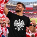 KOSZULKA KIBICA POLSKA REPREZENTACJI POLSKI MĘSKA CZARNA BAWEŁNIANA
