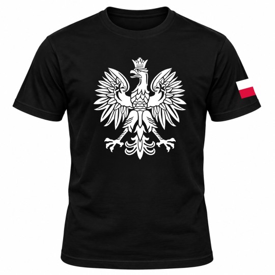 KOSZULKA KIBICA POLSKA REPREZENTACJI POLSKI MĘSKA CZARNA BAWEŁNIANA