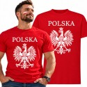 KOSZULKA KIBICA POLSKA REPREZENTACJI POLSKI MĘSKA CZERWONA BAWEŁNIANA