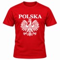 KOSZULKA KIBICA POLSKA REPREZENTACJI POLSKI MĘSKA CZERWONA BAWEŁNIANA