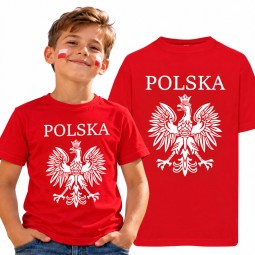 KOSZULKA DZIECIĘCA PATRIOTYZM REPREZENTACJA POLSKI CZERWONA BAWEŁNIANA