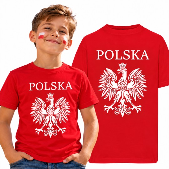 KOSZULKA DZIECIĘCA PATRIOTYZM REPREZENTACJA POLSKI CZERWONA BAWEŁNIANA
