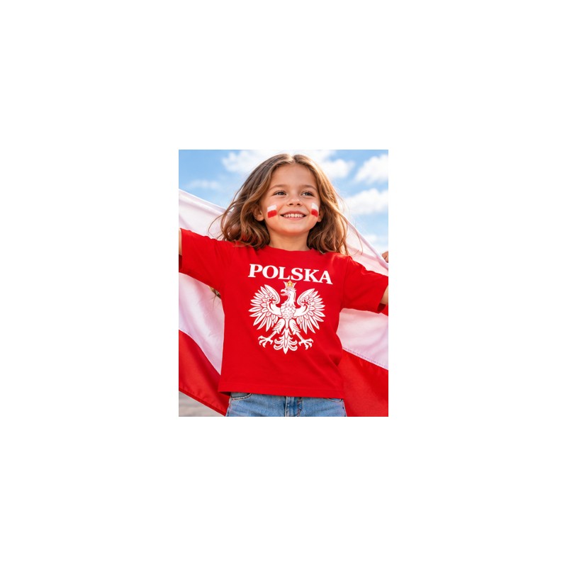 KOSZULKA DZIECIĘCA PATRIOTYZM REPREZENTACJA POLSKI CZERWONA BAWEŁNIANA