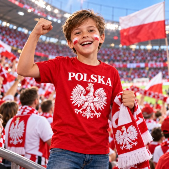 KOSZULKA DZIECIĘCA PATRIOTYZM REPREZENTACJA POLSKI CZERWONA BAWEŁNIANA