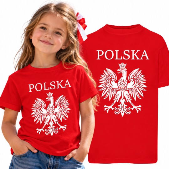 KOSZULKA DZIECIĘCA PATRIOTYZM REPREZENTACJA POLSKI CZERWONA BAWEŁNIANA