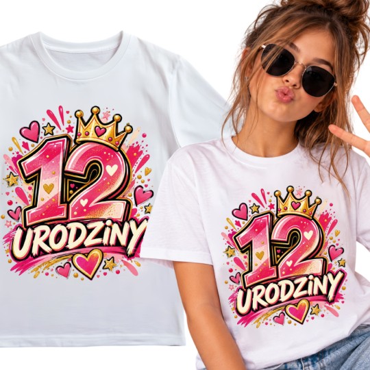 KOSZULKA DZIECIĘCA MŁODZIEŻOWA KRÓLOWA MA DZIŚ URODZINY BIAŁA PREZENT
