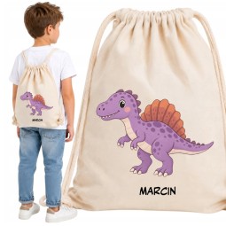 WORKOPLECAK BEŻOWY DINO FIOLETOWY Z POM.GRZB.
