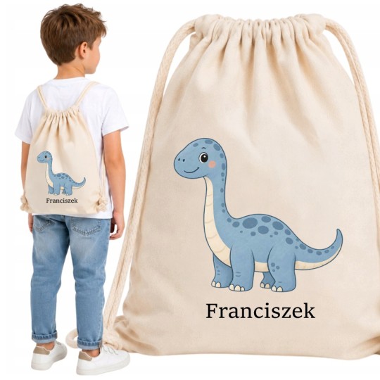 WORKOPLECAK BEŻOWY DINO NIEBIESKI DŁ. SZ