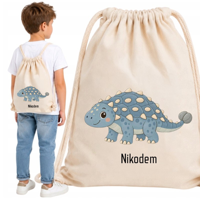 WORKOPLECAK BEŻOWY DINO NIEBIESKI KOLCE