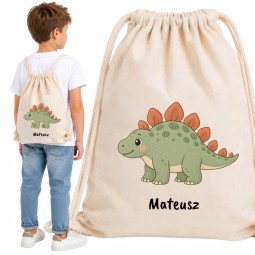 WORKOPLECAK BEŻOWY DINO ZIELONY Z POM. GRZB.