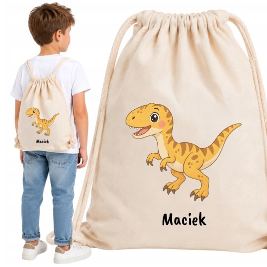WORKOPLECAK BEŻOWY DINO ŻÓŁTY