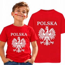 KOSZULKA DZIECIĘCA PATRIOTYZM REPREZENTACJA POLSKI CZERWONA BAWEŁNIANA