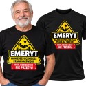 KOSZULKA MĘSKA CZARNA TSHIRT ŚMIESZNY PREZENT DLA EMERYTA HUMOR BAWEŁNA