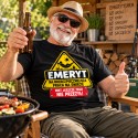 KOSZULKA MĘSKA CZARNA TSHIRT ŚMIESZNY PREZENT DLA EMERYTA HUMOR BAWEŁNA